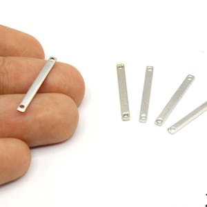 6 Pcs Silver Plated Stick Bar Connector, Long Stick Bar Charm, Vertical Drop Pendant, Rectangle Bar Charm, Supplies For Jewelry Makings