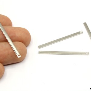 4 Pcs Silver Plated Stick Bar Charm, Rectangle Bar Pendant, Long Stick Bar Drop Earrings, Geometric Charm, Supplies For Jewelry Makings