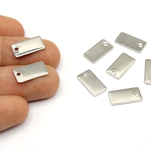 4 Pcs Silver Plated Dainty Stick Bar Charm, Mini Rectangle Bar Charm, Tiny Bar Blank, Vertical Line Drop, Silver Supplies for Jewelry Making