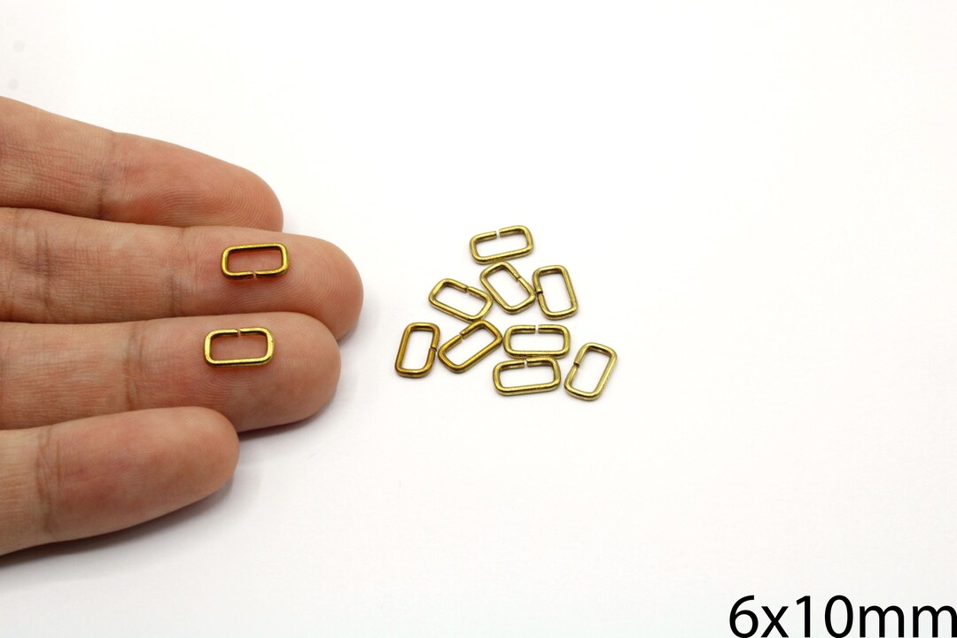 20 Pcs Small Rectangle Jump Ring, Open Jump Ring, Oval Rectangle Charm ...