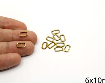 20 Pcs 10mm Brass Rectangle Link Connectors, Open Frame Paperclip for DIY