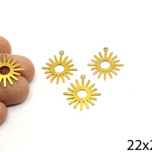 Sunburst brass charm, sunshine pendant, solar theme charm, boho jewelry supply, earring component, earring findings, jewelry making supplies