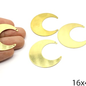 Crescent brass pendant, moon shape connector, celestial charm piece, boho moon component, earring findings, boho charms, jewelry supplies