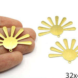 Brass Sun Charm, Sunshine Charm, Large Sunrise Pendant, Rising Sun Charm, Sunburst Charm, Sun Earrings, Brass Supplies For Jewelry Makings