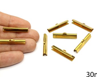 50mm Brass Ribbon Clasps, Crimp End Caps, Ribbon Claws, Crimp Ends ...