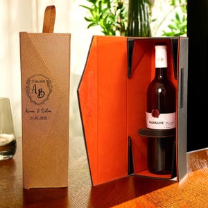 Personalized Leather Wine Box, Custom Wine Gift Case, Wine Bottle Holder, Groomsmen Gift, Valentine's Day Gift, Gift for Him