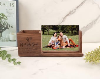 Personalisierter Stifthalter Fotorahmen, Personalisierter Büro-Stiftehalter mit Fotorahmen, Geschenk zum Abschluss, Schreibtisch-Büro-Organizer, Stiftebecher, Geschenke