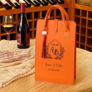 Personalized Leather Wine Box, Custom Wine Gift Case, Wine Bottle Holder, Groomsmen Gift, Valentine's Day Gift, Gift for Him