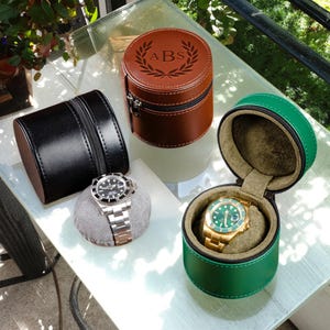 Personalized Leather Watch Case, Travel Watch Roll,  Groom Gift, Valentine's Day gift,Gift for Him