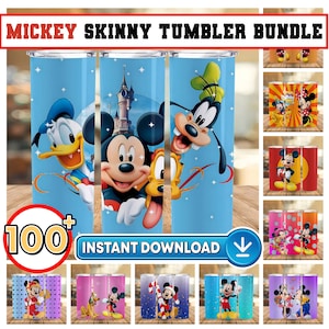 Disneyland Mickey And Friends 20oz Skinny Tumbler Wrap Design Png, Mickey Minnie Mouse Tumbler Digital Download