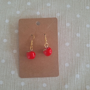 Handcrafted Fruit Drop Earrings, Apples Apple, Fantastic Mr Fox style