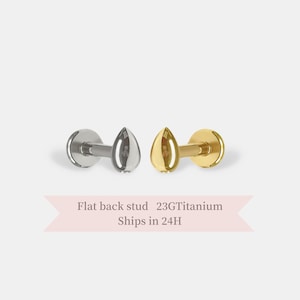 Teardrop Threadless Titanium Stud – Hypoallergenic Flat Back Earring for Cartilage, Helix, Tragus Piercings