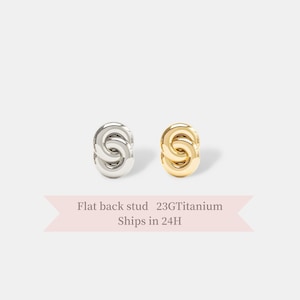 Infinity Knot Threadless Titanium Stud – Hypoallergenic Flat Back Earring for Cartilage, Tragus, Helix Piercings