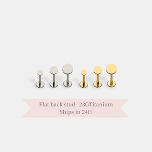 Flat Disc Stud Push Pin Labret • 20G/18G/16G Threadless Flat Back Earring • Titanium Cartilage • Tragus • Helix Piercing Jewelry