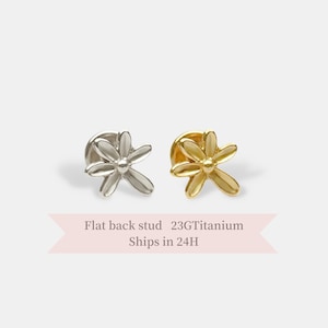Mini Blossom Threadless Titanium Stud – Hypoallergenic Flat Back Earring for Helix, Tragus, Cartilage Piercings