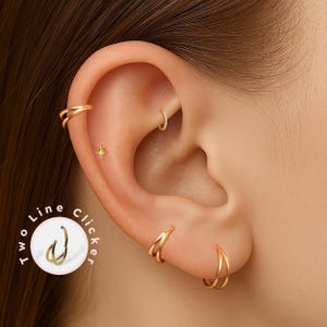 Two Line Clicker Ring – 23G Titanium Seamless Hoop for Nostril, Helix, Cartilage, Tragus, Septum Piercings