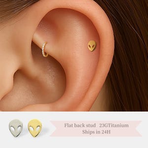 Alien Stud Push Pin Labret • 20G/18G/16G Threadless Flat Back Earring • Cartilage • Tragus • Helix • Fun Piercing Jewelry