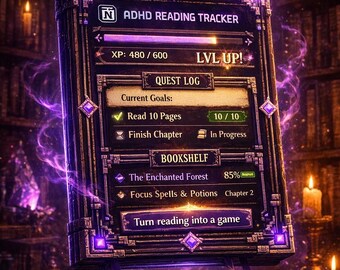 Notion Reading Tracker | ADHD Book Log | RPG XP System Template