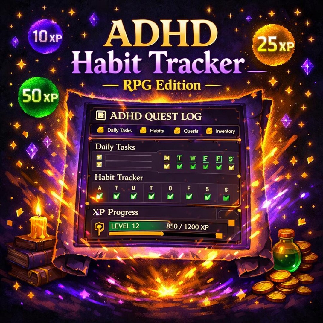 ADHD Habit Tracker Notion Template | RPG Quest System | Level Up - Etsy