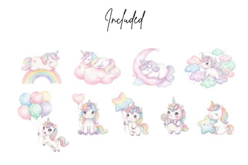 Cute Unicorn Clipart Bundle of 35 PNG | Kawaii Pastel Unicorn Graphics ...