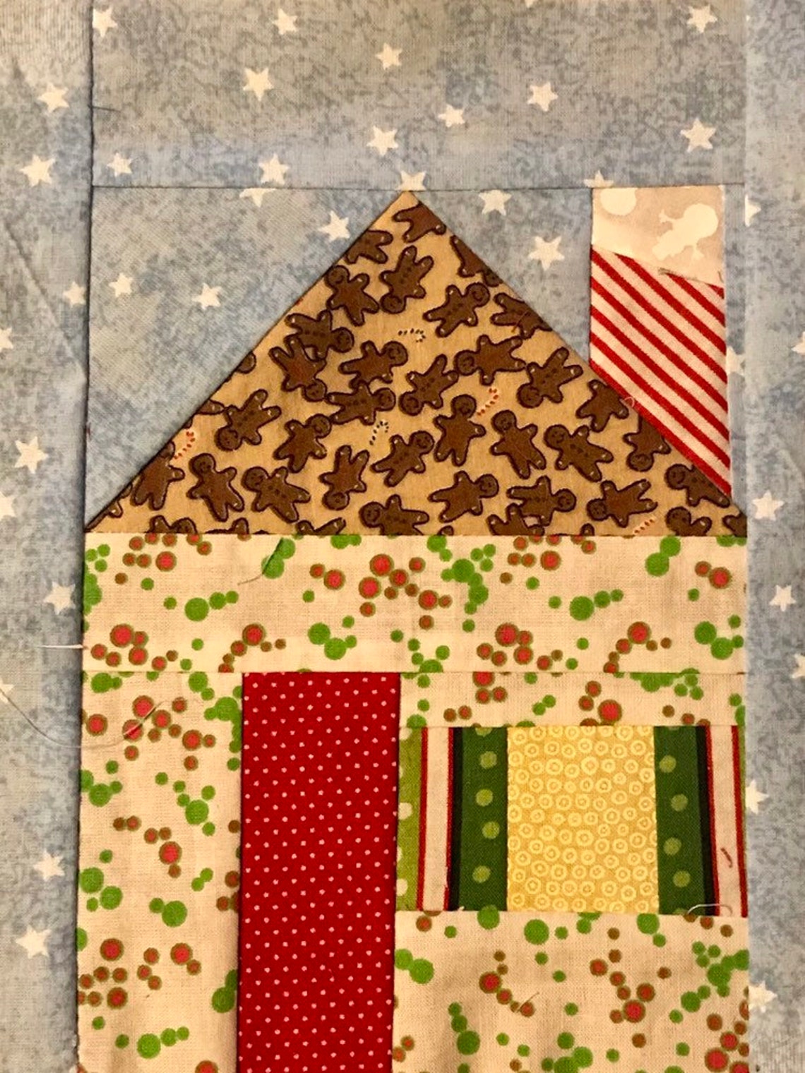 Finished Christmas Quilt Block Gingerbread House 2 Etsy