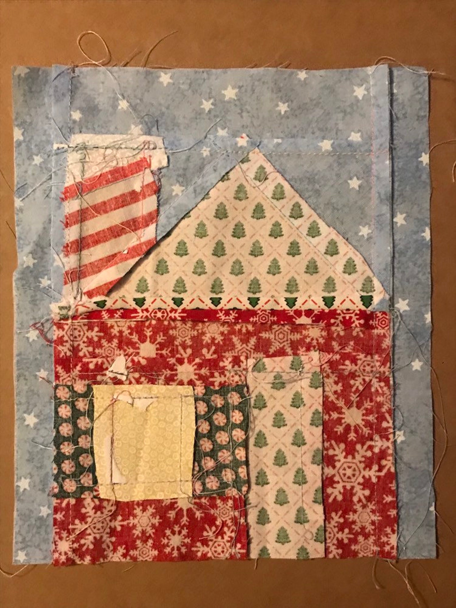 Finished Christmas Quilt Block Gingerbread House 1 - Etsy