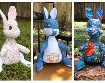 Custom made memory bunny, made with your loved one's clothing
