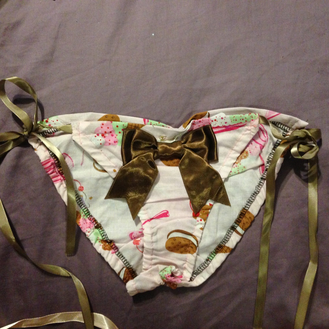 Pink Ice Cream Sandwich Panties With Ribbon Ties Burlesque Etsy