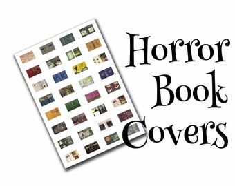 Horror books, dollhouse book covers, modern & vintage, 1:12, PDF digital file, three sizes, 32 styles, 96 book covers!