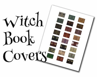 Witch dollhouse book covers, 1:12, PDF digital file, three sizes, 24 styles, 72 book covers!