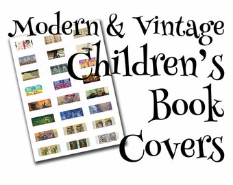 Children's dollhouse book covers, modern & vintage, 1:12, PDF digital file, three sizes, 24 styles, 72 book covers!