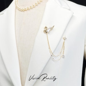 Gold & Silver Pegasus Brooch: Crystal Winged Horse Lapel Pin
