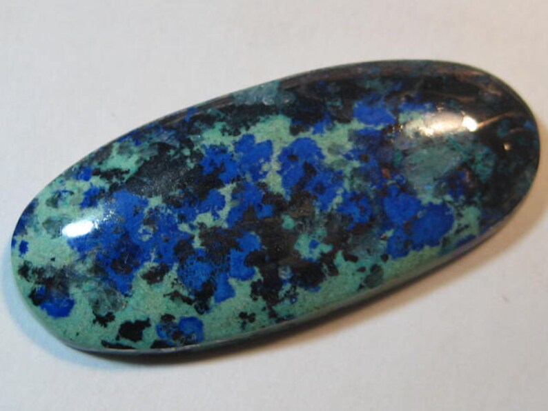Azurite Chalcocite cab .. a4141 47 x 20 x 6 mm ..