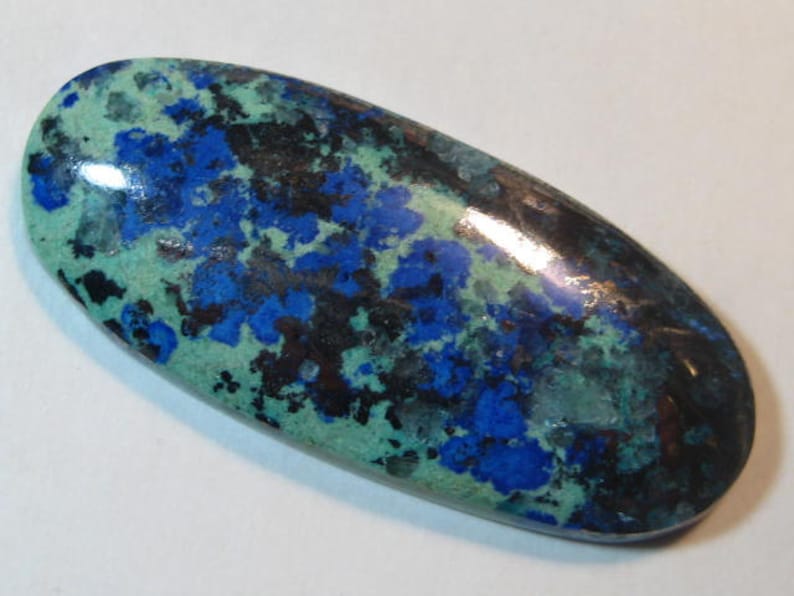 Azurite Chalcocite cab .. a4141 47 x 20 x 6 mm ..
