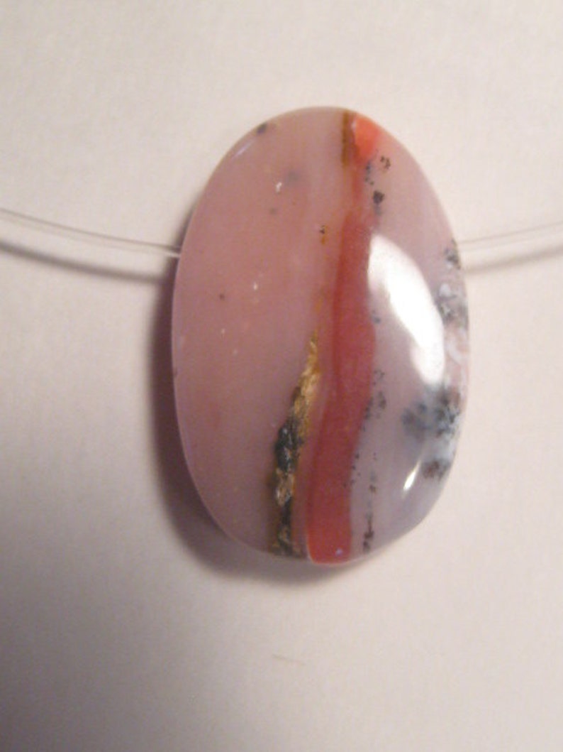 a2559 Dendritic Pink Peruvian Opal bead .......... 22 x 14 x 6 mm ...................