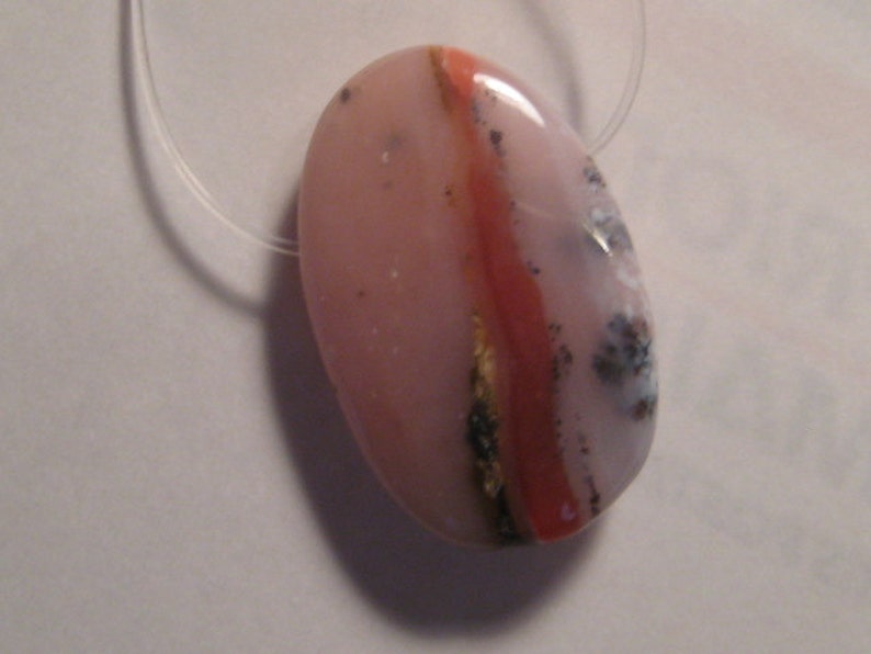 a2559 Dendritic Pink Peruvian Opal bead .......... 22 x 14 x 6 mm ...................