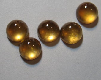 Hessonite Garnet cabs  ...........    6 mm round x 3.5 mm tall .... 5 pieces ................   B1441