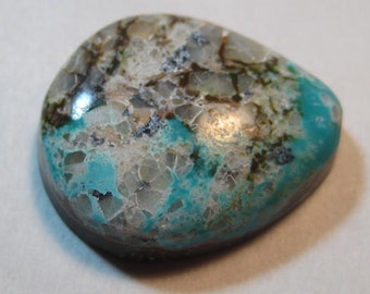 Natural Pilot Mountain Turquoise cab  .... Turquoise in Quartz ..      24 x 19 x 6 mm         .....   a3430