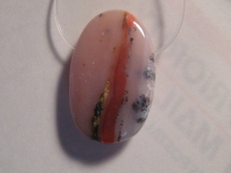 a2559 Dendritic Pink Peruvian Opal bead .......... 22 x 14 x 6 mm ...................