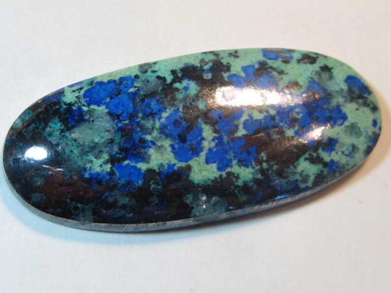 Azurite Chalcocite cab .. a4141 47 x 20 x 6 mm ..