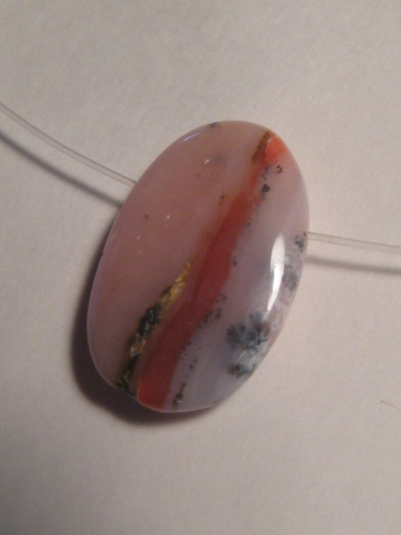 a2559 Dendritic Pink Peruvian Opal bead .......... 22 x 14 x 6 mm ...................
