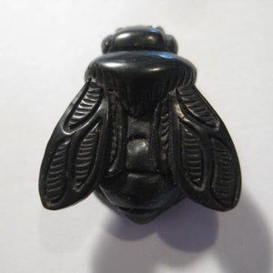 carved  Jet Bee  bead  .     Fully Carved      24 x 20 x 10 mm .         B5455