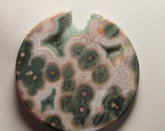 Ocean Jasper cab with Druzy ............    BIG.. and BEAUTIFUL ..       54 x 4 mm ............               460