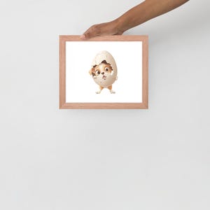 Cute egg dog Greeting Framed poster,Prints,wall art,cartoon style