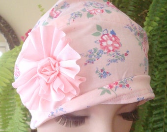 Bonnet de nuit fleur rose chapeau de chimio pour femme 100 % coton Bonnet de nuit bonnet de chimio floral