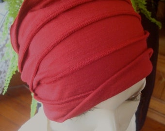 Womens Wide headband fine merino  deep claret head wrap
