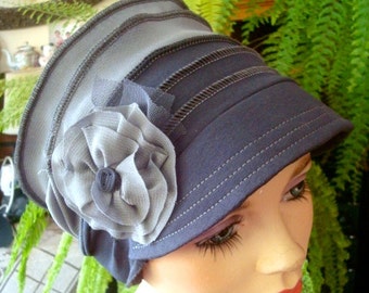 Womens chemo Cap Newsboy Dark grey Chemo Headwear chemo Soft Hat chemo headcover