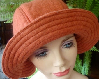 Womens wol voelde hoed zachte hoed terrecotta vintage hoed stijlvolle hoed winter
