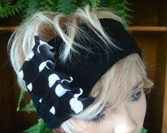 Womens headbands adult hairband black wide Headband yoga hairband with spot ruffle