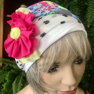 womens chemo hat chemo cap soft hats head covers with two separate bands and flower